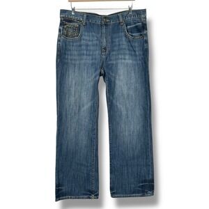 VTG Y2K Marc Ecko Bootcut Jeans Men's 38x31 Blue Medium Wash Skater Rap Moto